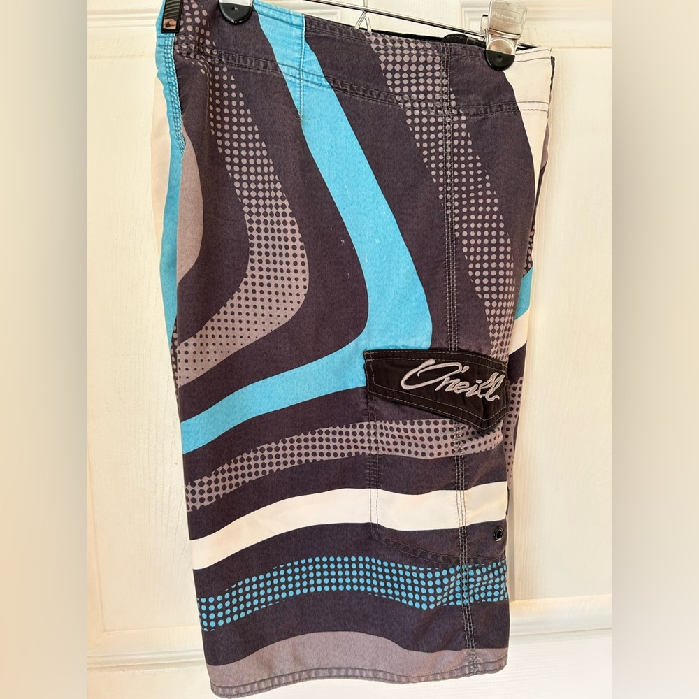 O'Neill Men's Graphic Board Shorts - Black, White, Blue